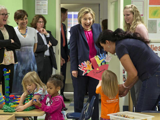 Clinton proposes cap on family child-care costs