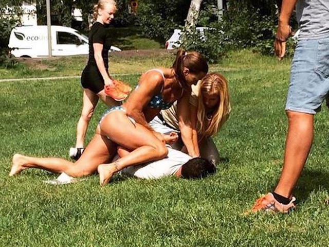 Bikini-clad Swedish cop makes arrest while sunbathing