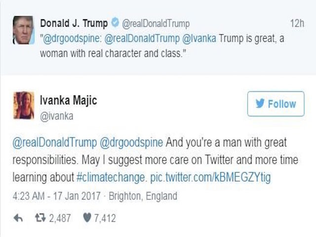 Donald Trump retweets wrong Ivanka — and she hits back