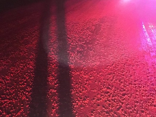 Thousands of Skittles end up on an icy road