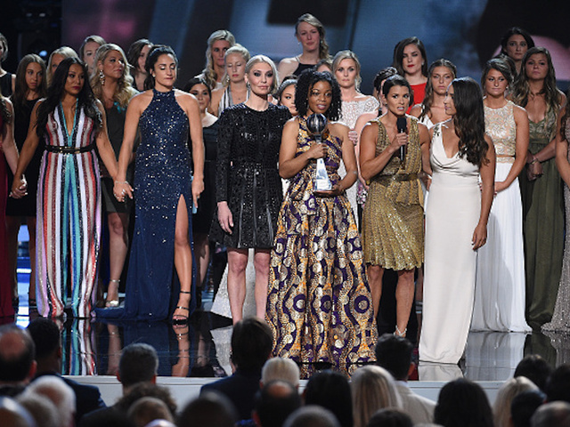 141 of Larry Nassar's victims join hands in powerful moment at ESPYS