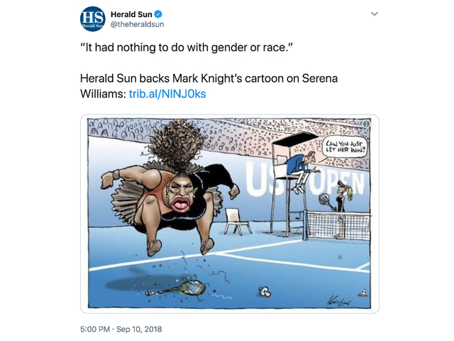 Serena Williams cartoon 'nothing to do with race,' paper says